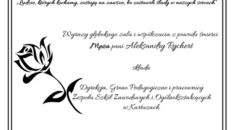 Wyrazy głębokiego żalu i współczucia z powodu śmierci Męża pani Aleksandry Rychert