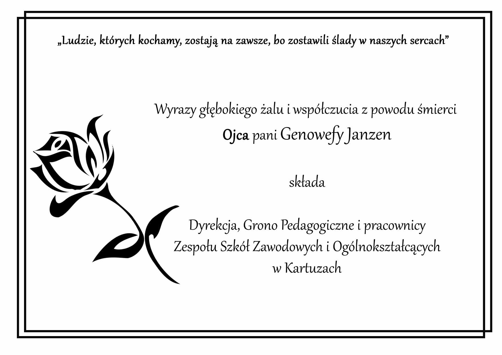 Kondolencje dla Pani Genowefy Janzen